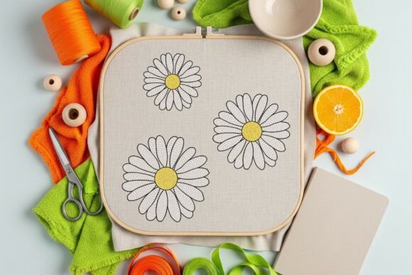 Daisy Flower Line Embroidery Design Review