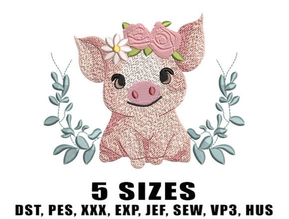 Review: Floral Baby Pig Embroidery Design